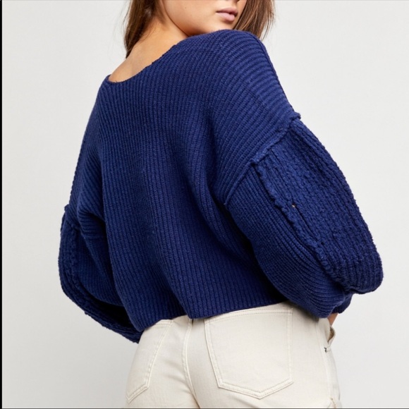 NWT Free People Sea Bright Pullover / Blue - Picture 7 of 8